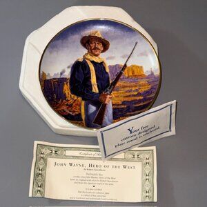 John Wayne Collectors Plate Franklin Mint Tanenbaum COA Duke Hero Of West Rifle